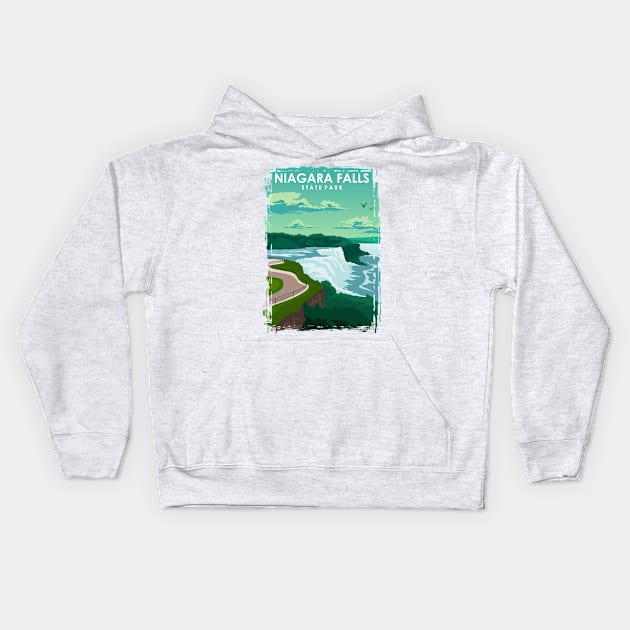 Niagara Falls State Park Travel Poster Kids Hoodie by jornvanhezik